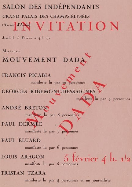 FRANKREICH [EINLADUNG]. DADA-BEWEGUNG auf dem Salo