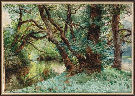 Auguste ALLONGÉ (1833-1898)
Orillas del río
Acuare