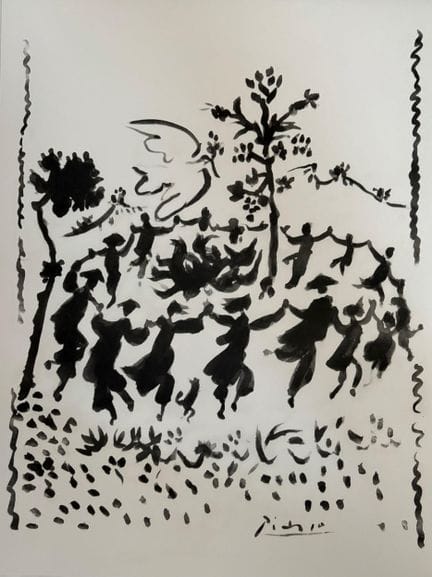 （据）巴勃罗·毕加索（1881 - 1973）
《和平》
石版画，版面右下角有签名，采用黑色和灰色两