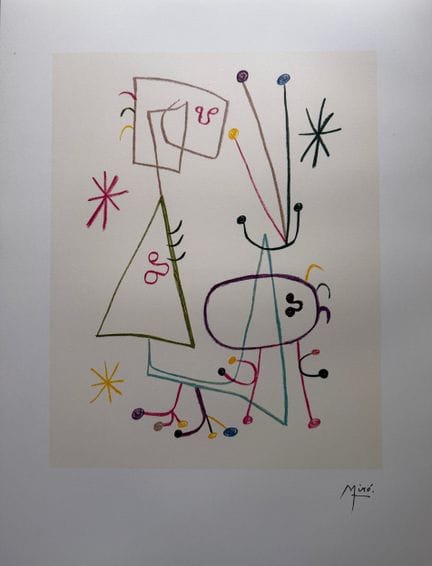 （据）米罗·胡安（1893—1983）
《自言自语》
石版画，右下角石版上签名，根据艺术家原作制作的