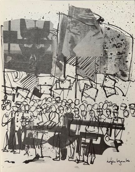 罗杰·贝佐姆布（1913 - 1994）
《罢工》
1963年1月15日出版的石版画，采用Sirèn