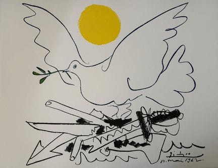 （据）巴勃罗·毕加索（1881—1973）
《希望之鸽》
石版画，版面右下角有签名及日期。根据艺术家