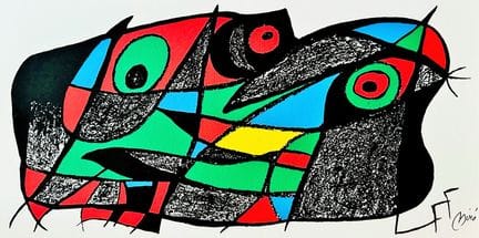 （据）米罗·胡安（1893—1983）
米罗 雕塑家 瑞典 1974
石版画，右下角刻有签名，彩色，