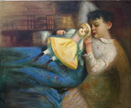 Samuel SMILLS (1958 - )
KINDER, DIE MIT PUPPEN SPI