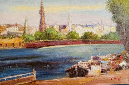 C. Braff (1953 – )
DIE STADT AM FLUSS
Öl auf Leinw