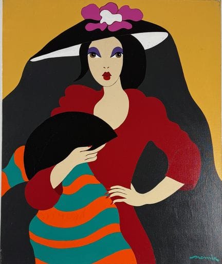 DROMIK (1957 – )
FRAU MIT HUT
Öl auf Leinwand, unt