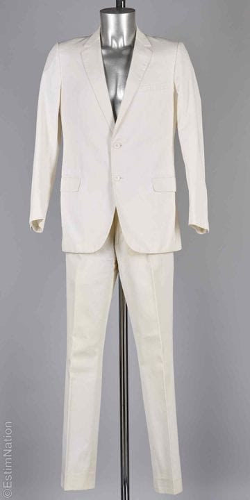 DIOR
COMPLETO in cotone bianco: giacca con collo a