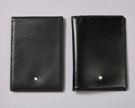 MONTBLANC
DEUX PIECES DE MAROQUINERIE en cuir noir
