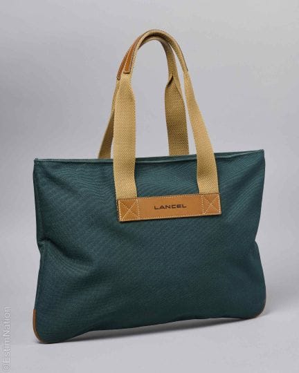 LANCEL
BORSA DA SPESA in tela spessa blu verde acq