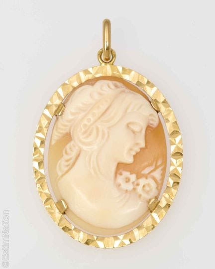 PENDENTIF CAMÉE COQUILLAGE SUR OR JAUNE
Pendentif 