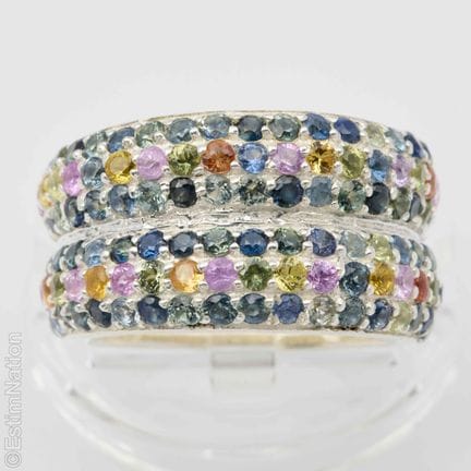 BAGUE SAPHIRS MULTICOLORES
Bague double jonc en ar