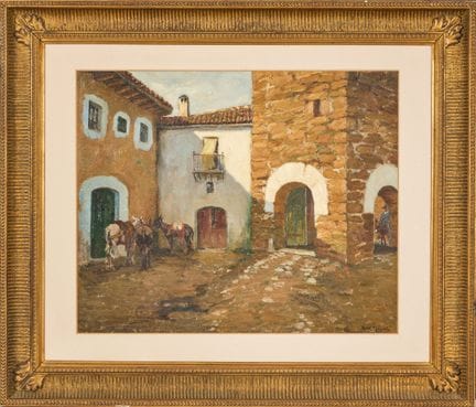 René CHOQUET (1872-1958)
Maultiere auf einem Dorfp