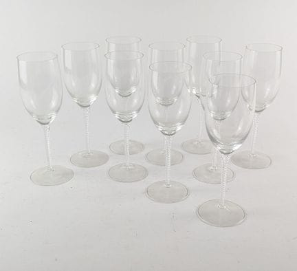 DIECI FLUTE DA CHAMPAGNE in cristallo, con piede a