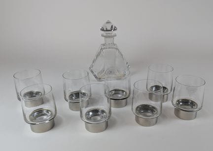SET DA WHISKY in cristallo soffiato e stampato, co