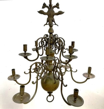 LUSTRE dit Hollandais, en bronze et laiton, à douz