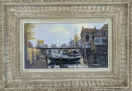 Ecole moderne
Bateau à quai dans un canal
Huile su