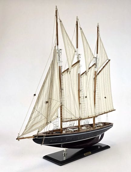 ATLANTIC four-masted ship model, made of blue wood