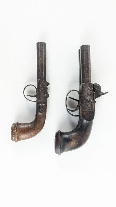 PISTOLA a canna doppia con cassetta di percussione