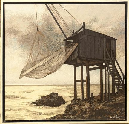 Ecole contemporaine
La Cabane du pécheur 
Huile su