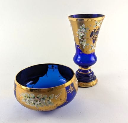 SET IN CRISTALLO DI BOEMIA blu reale composto da u
