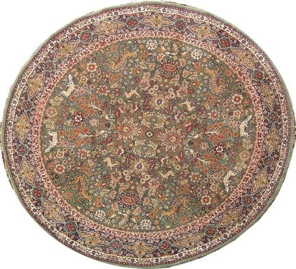 TAPIS circulaire en laine polychrome à décor d’ani