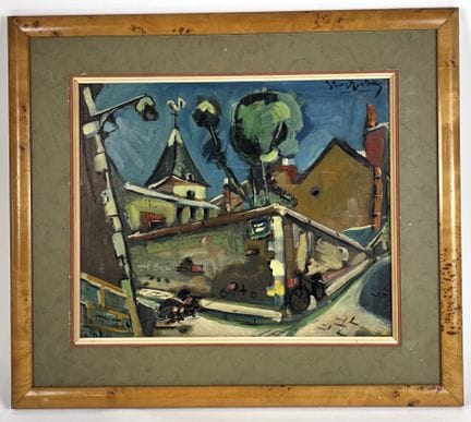 Ecole moderne vers 1950
Village français
Huile sur