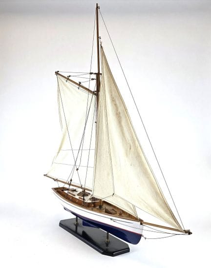 Wooden SAILBOAT MODEL on a base.
20th century
Heig