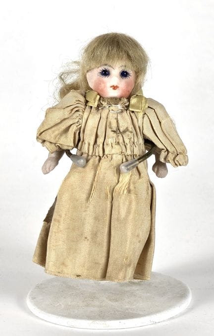 TWO SMALL DOLLS, "Mignonette" style: 
- one with a