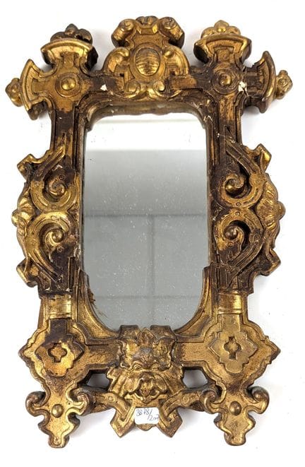 MIROIR en bois et stuc doré rectangulaire à riche 