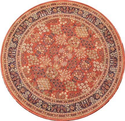 TAPIS circulaire en laine polychrome à décor de se
