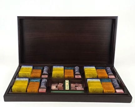 Rectangular POKER CHIP BOX made of laminated wood 
