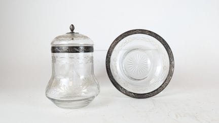 VASO con coperchio e relativo PIATTO in cristallo 