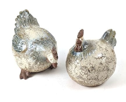 PAIRE DE POULES en céramique craquelée émaillée be