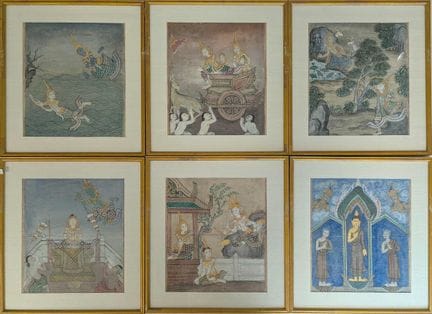 THAILANDE, BANGKOK
SIX AQUARELLES représentant les