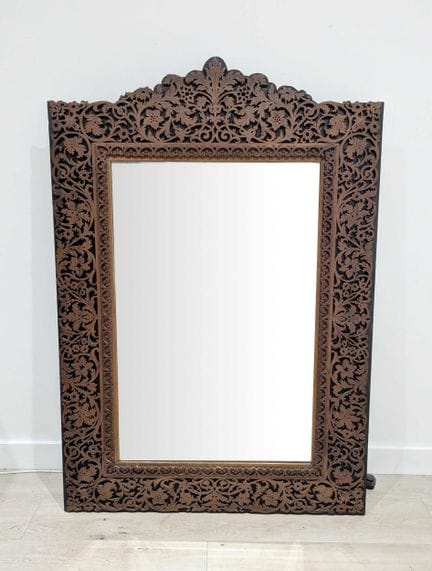 MIROIR rectangulaire à cadre à fronton en bois scu
