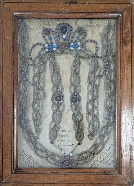 [GUERRA DEL 1870] MEZZA PARURE in perle, cabochon 