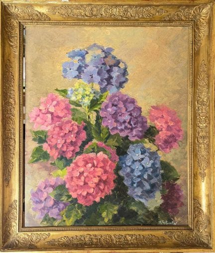 M. BIELL (XXe siècle)
Les Hortensias 
Huile sur pa