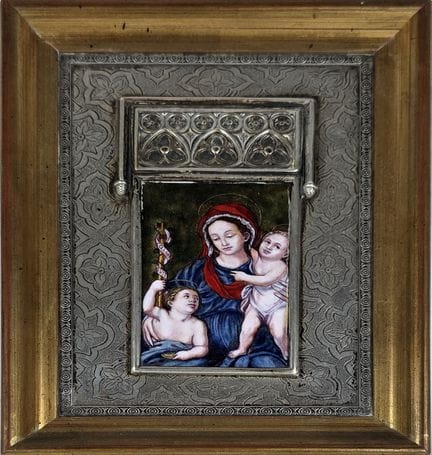 ESPAGNE, début du XXe siècle
PLAQUE EMAILLEE figur