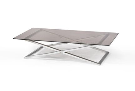 TABLE BASSE rectangulaire en verre fumé reposant s