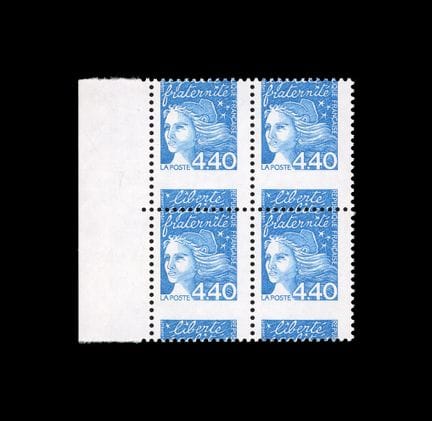 4f40. Blu. Luquet. Blocco di 4. cucito a sella. + 