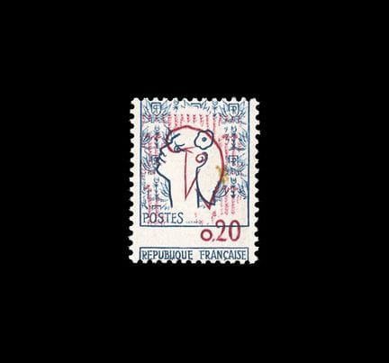 0,20c. Marianne de Cocteau. Colore rosso molto spo