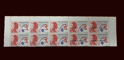 2Fr.20 Rosso, nero e blu. Blocco da 10 esemplari, 
