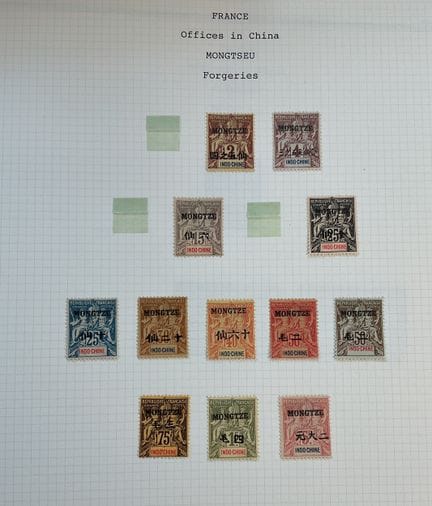 Colonie francesi - Mongtzeu: Collezione di francob