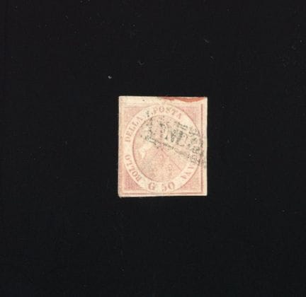 Italien – Beide Sizilien: 50 g. Rosa. Gestempelt. 