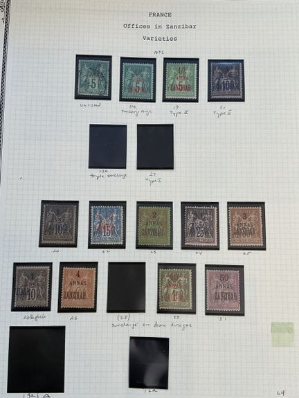 Colonie francesi - Zanzibar: Collezione di francob
