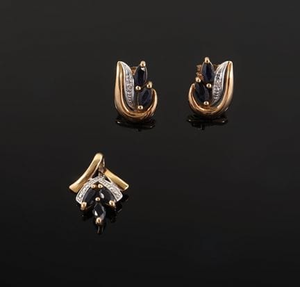 Halbes Schmuckset in zwei Farbtönen aus 18 Karat G