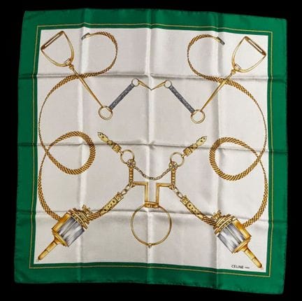 CELINE 
Two silk scarves. 
A few stains 
Included 