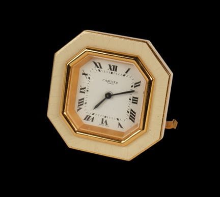 CARTIER 
Wecker im Vendôme-Stil aus vergoldetem Me