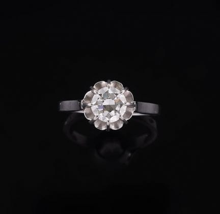 Solitärring aus 850er Platin, besetzt mit einem Di