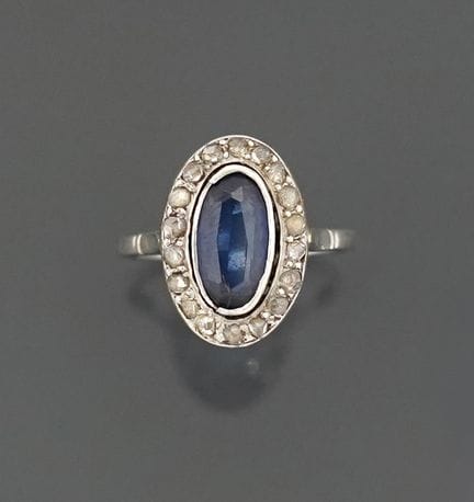 Pompadour-Ring aus 850er Platin, verziert mit eine